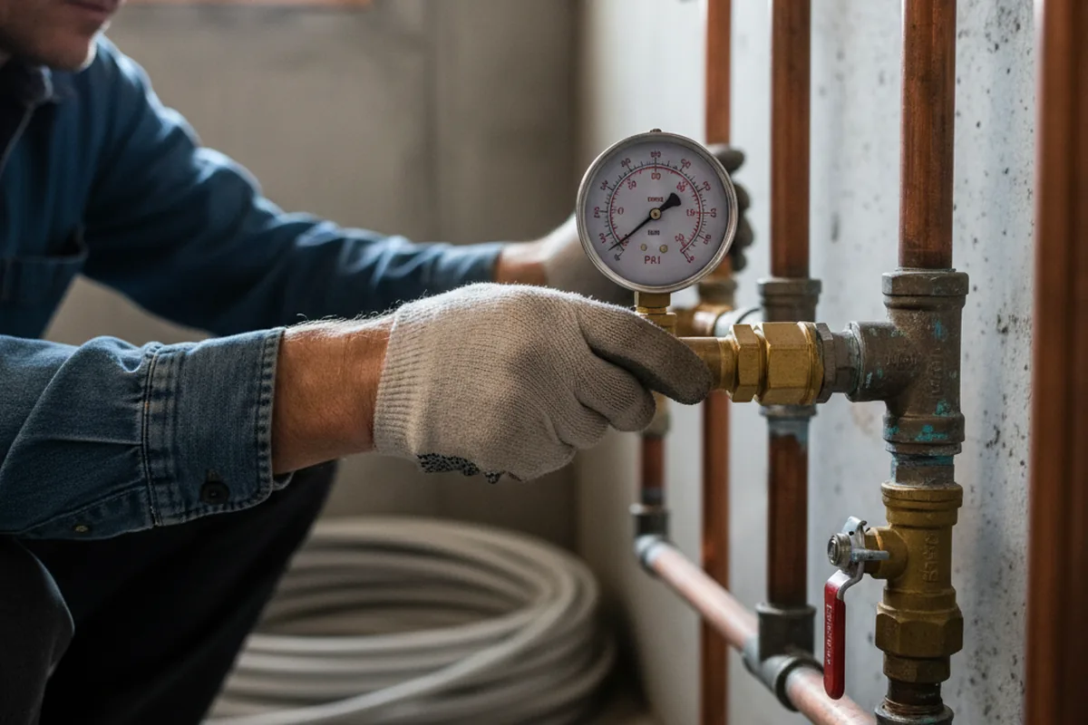 Pressure testing a repaired line during Water Line Repair in Mc Calla